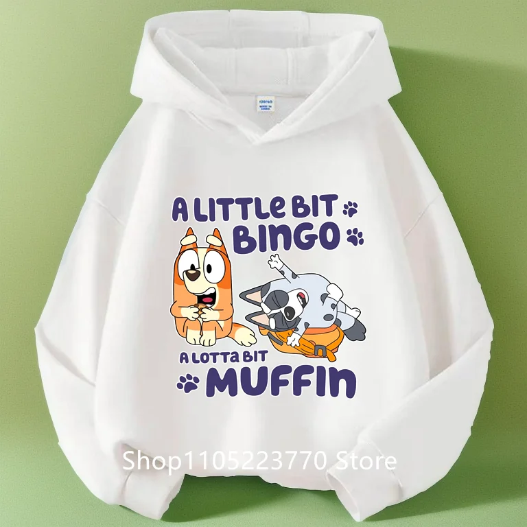 

Kids Bluey Themed Hoodie Warm Fleece Lined Sweatshirt Autumn Winter Casual Pullover for Boys Girls