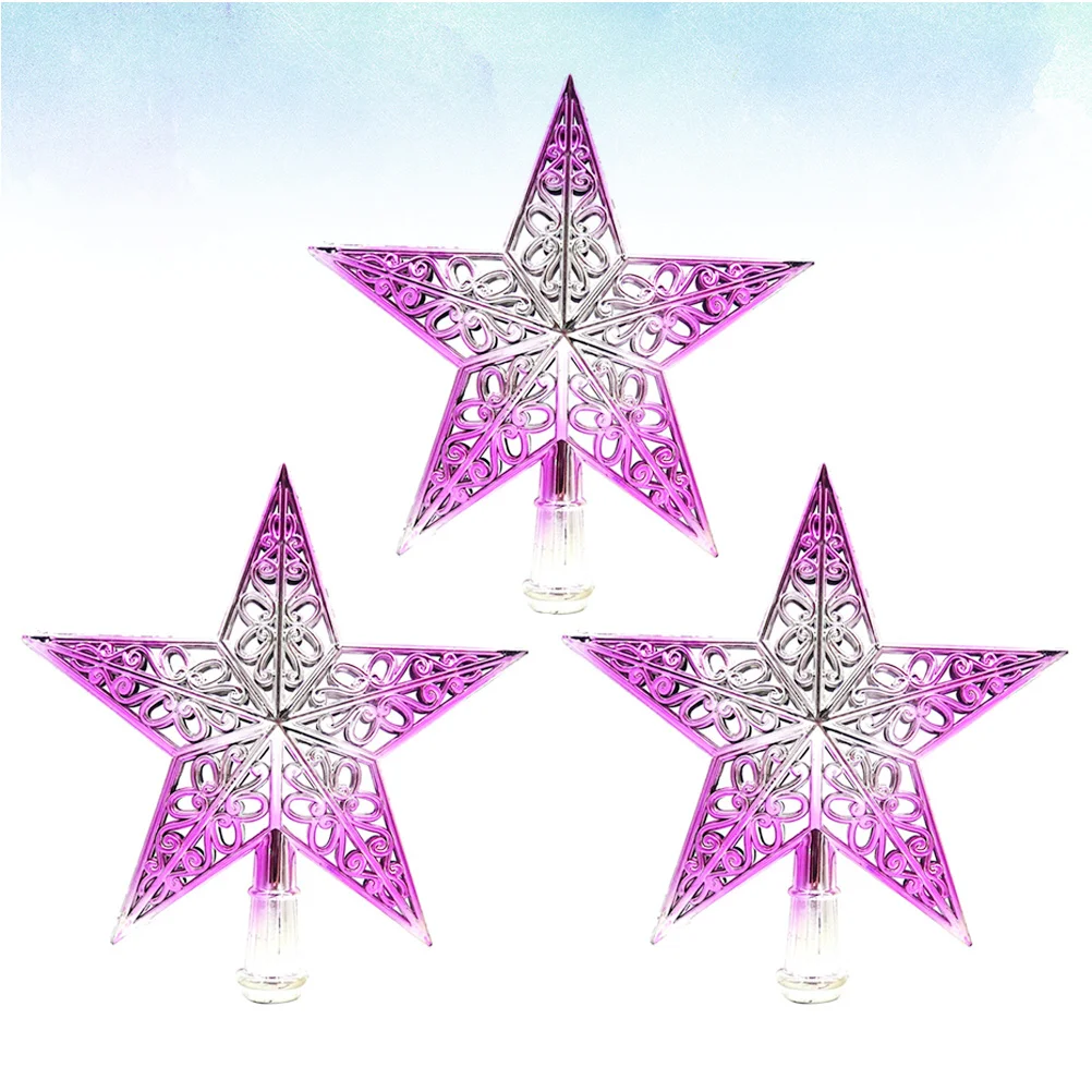 

3Pcs Christmas Tree Star Hollow Out 20cm Gradient Topper Christmas Tree Ornament Decoration for Wedding Holiday