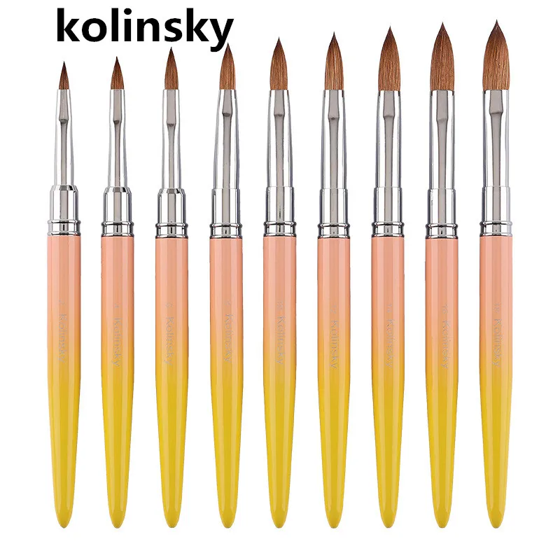 1 قطعة مقبض أصفر كولينسكي الشعر مسمار فرشاة فنية جل الأشعة فوق البنفسجية من الإكليريك نحت فرشاة قلم مسحوق سائل لتقوم بها بنفسك أدوات الرسم على الأظافر #6