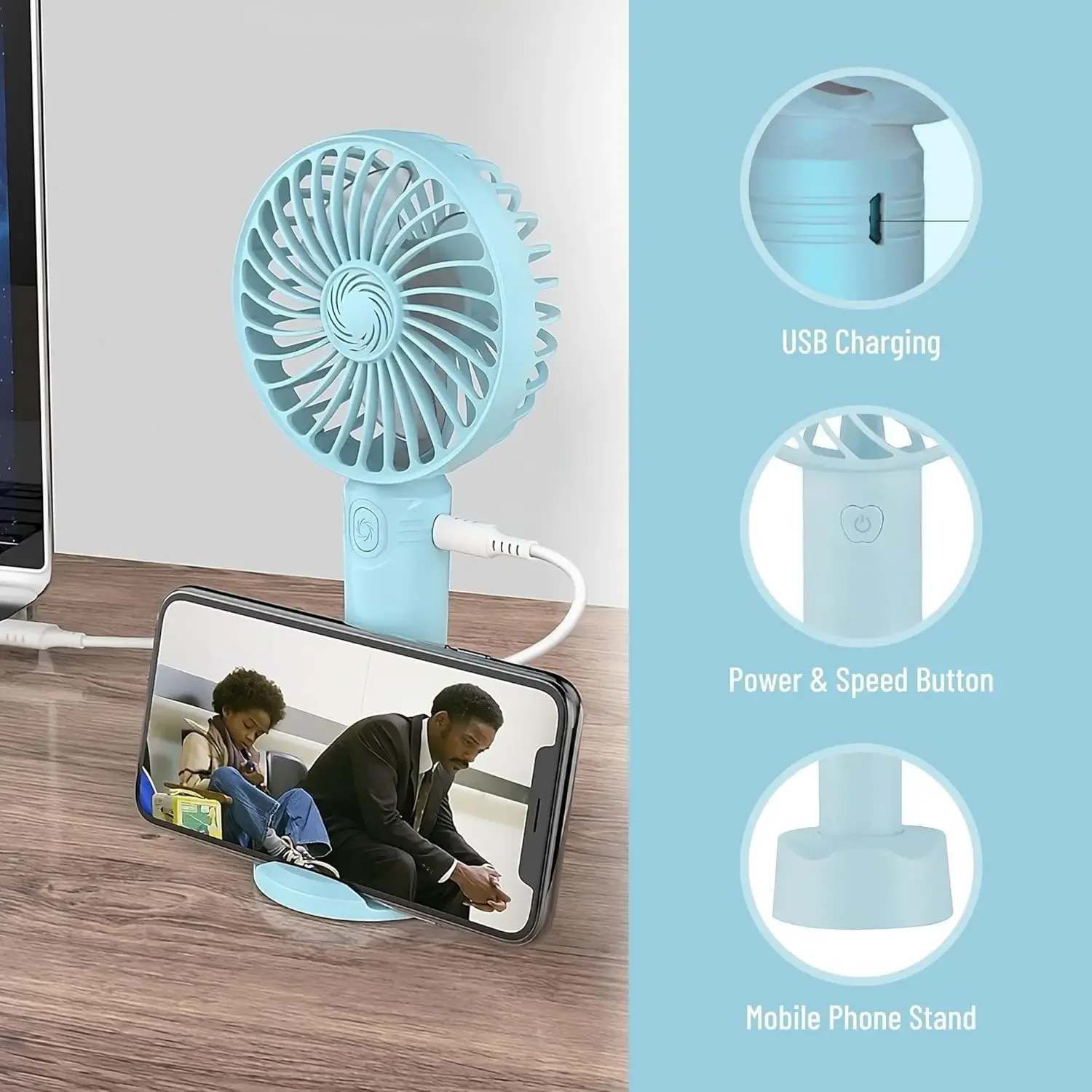 Brago mini ventilador portátil a pilhas pequeno pessoal portátil velocidade ajustável usb recarregável poderoso para interior ao ar livre