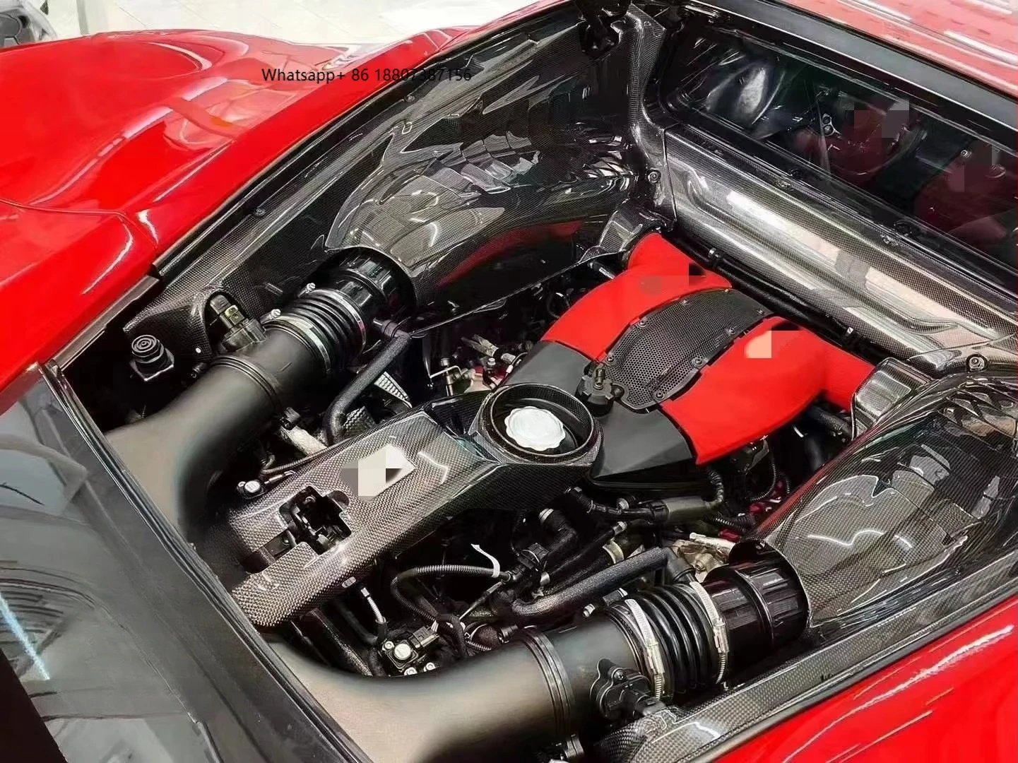

Подходит для Ferrari 488 F8 SF90 296 812: Комплект прозрачных накладок на капот и заднюю дверь из сухого карбона