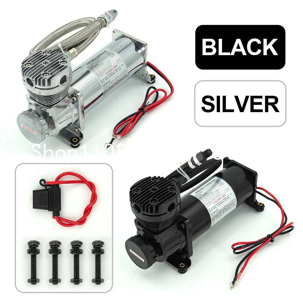 2PCS/Lot Universal Black / Chrome DC 12V 200 PSI OUTLET 3/8 or 1/4  Car Air Suspension Compressor/ Pump With Accessory