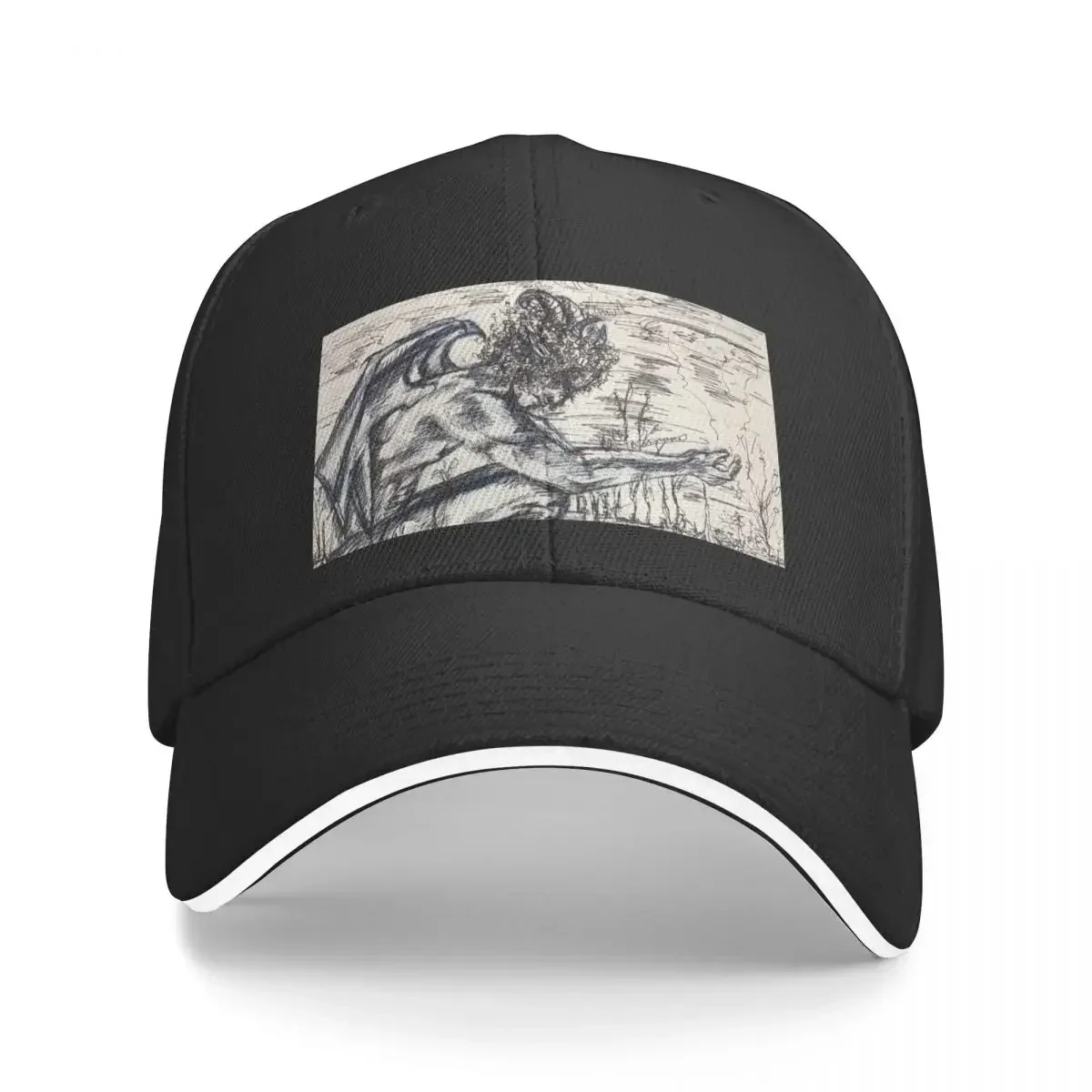 

Gargoyle man-inktober day 1 prints and products Baseball Cap Ball Cap Beach Hats Woman Men's