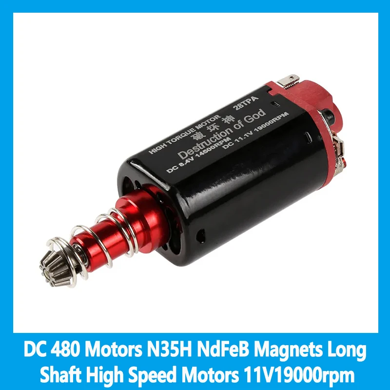 

DC 480 Motor N35H NdFeB Magnet Steel Long Shaft High Speed Motor 11V19000rpm