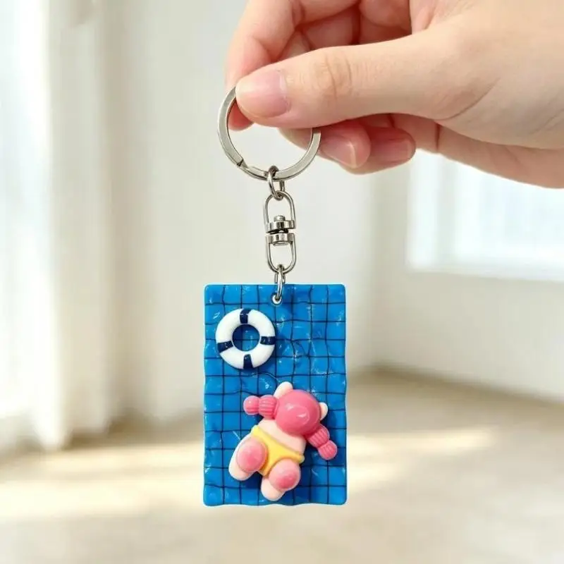 Cute Cartoon Swimmer Girl Pool Keychain Swimming Pendant Keyring Car Key Ring Bag Charm Backpacks Purses Pendant Party Gift