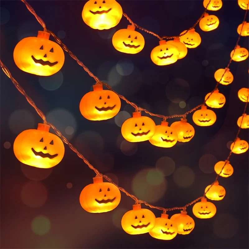 Guirnalda de luces LED de calabaza para Halloween, guirnalda de luces de 1,2 M/2,5 M para decoración de Halloween, fiesta en casa y Navidad