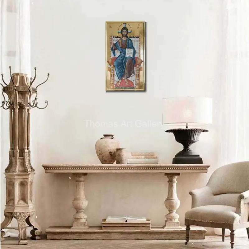 Jesus Christ Pantocrator Icon HD Canvas Print Byzantine Greek Orthodox Art Large Religious Wall Decor for Home Altar Gift