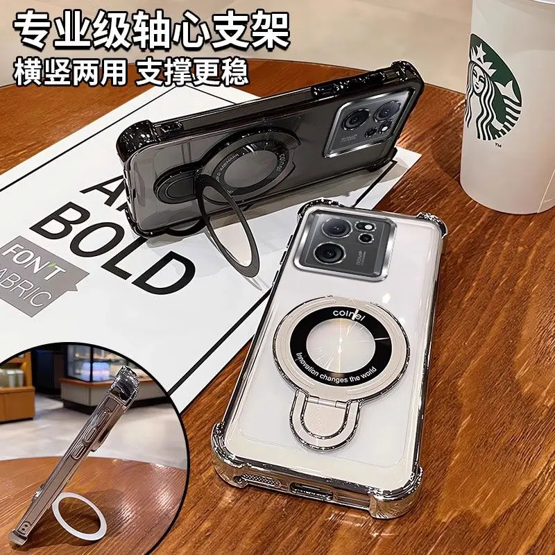 حافظة Magsafe بقوس مغناطيسي لهاتف Xiaomi 13T Pro 5G غطاء شفاف من السيليكون المطلي لهاتف Xiaomi Mi 13T Pro ممتص للصدمات