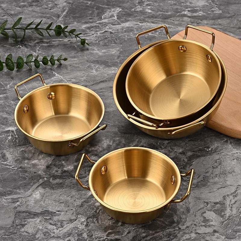 304 Stainless Steel Double Ear Snack Plate Gold and Silver Seasoning Sauce Dipping, Pickle Plate