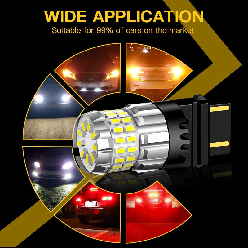 2PCS T25 3157 LED Turn Signal Light 3156 P27W Blub for Dodge Journey/Charger/Caliber, Yellow Indicator Blub Canbus No Error 12V - view 3