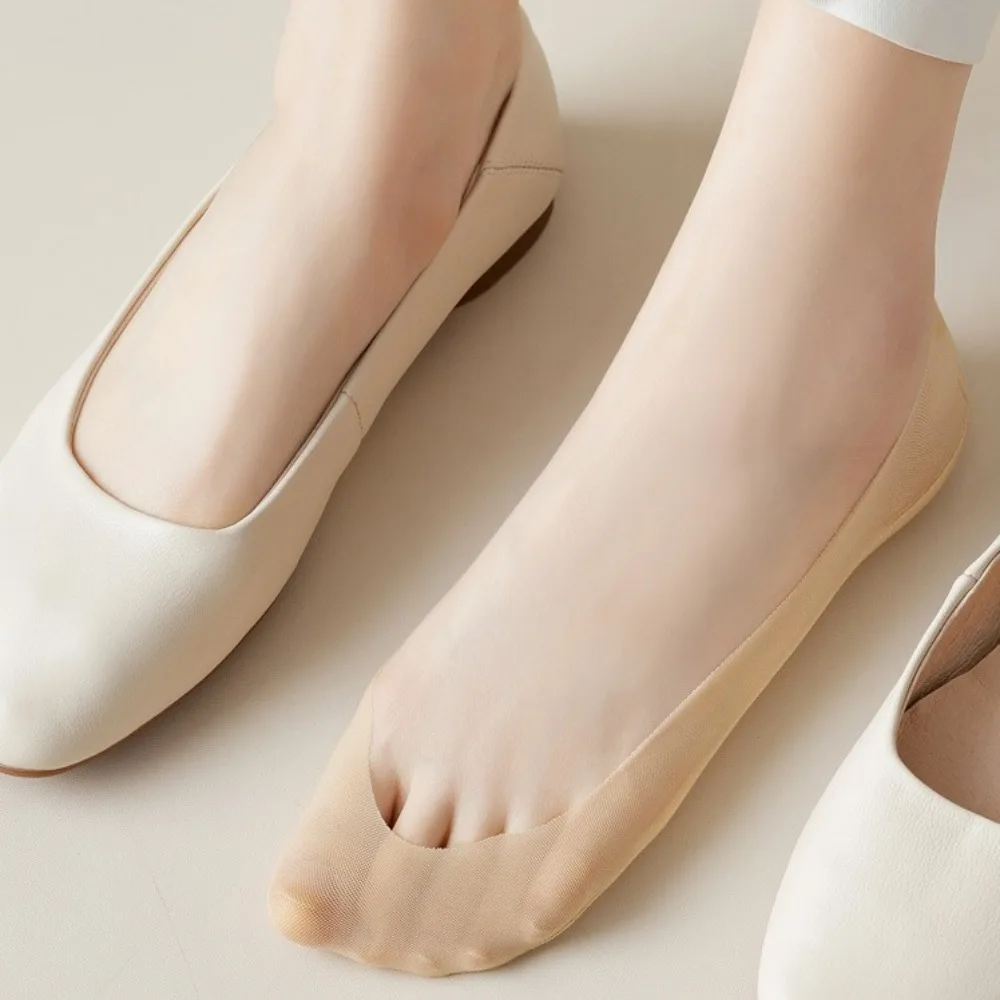 

5Pairs Casual Cotton Bottom Boat Socks Set Women Mesh Low Cut Invisible Tabi Socks Solid Color Elastic Non-slip Toe Socks Girls