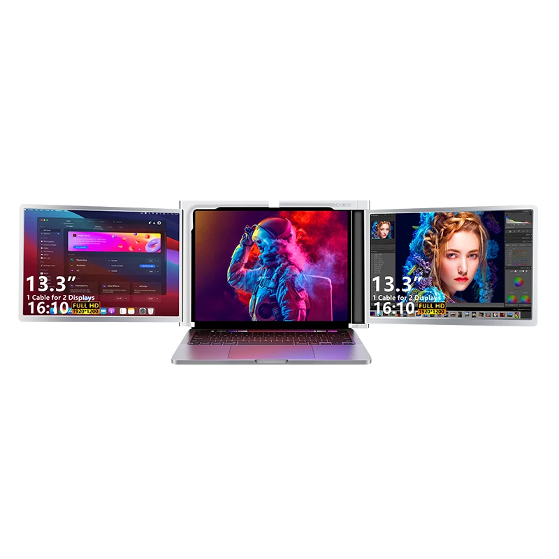 

High Quality 1 Cable for 2 Screen 13.3 Inch Screen Extender Fopo Triple Monitor Portable Monitor 13.3 Inch