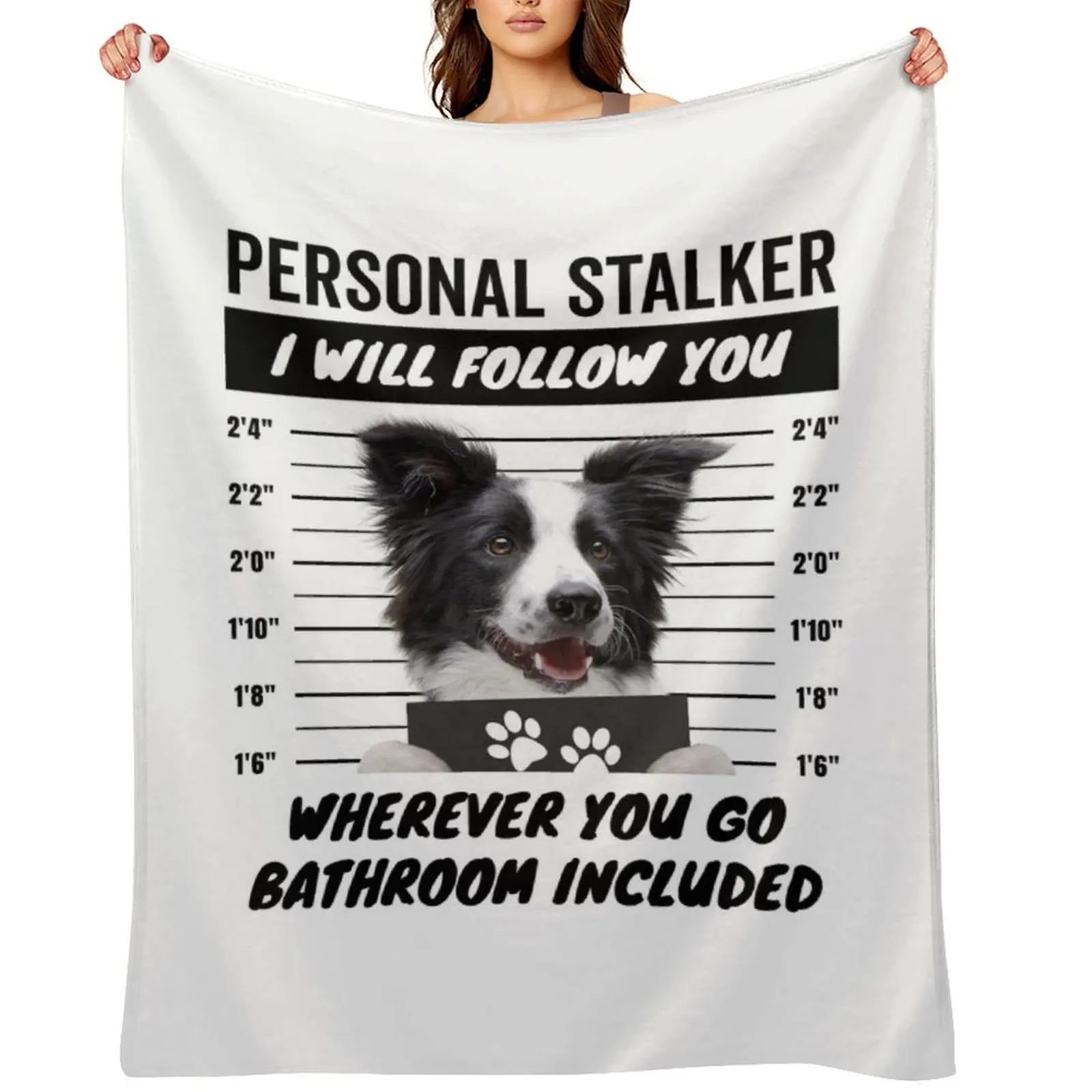 

Personal Stalker Dog a Black and White Border Collie Throw Blanket Beautifuls Cute Plaid Blankets For Sofas Hair Blankets