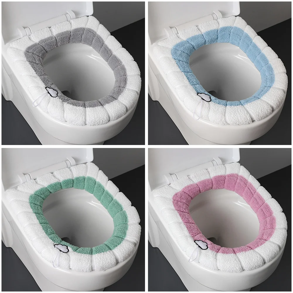 2856C Thickened Plush O-Type Warm Toilet Universal Reusable Winter Toilet Seat Cushion Toilet Seat Cover