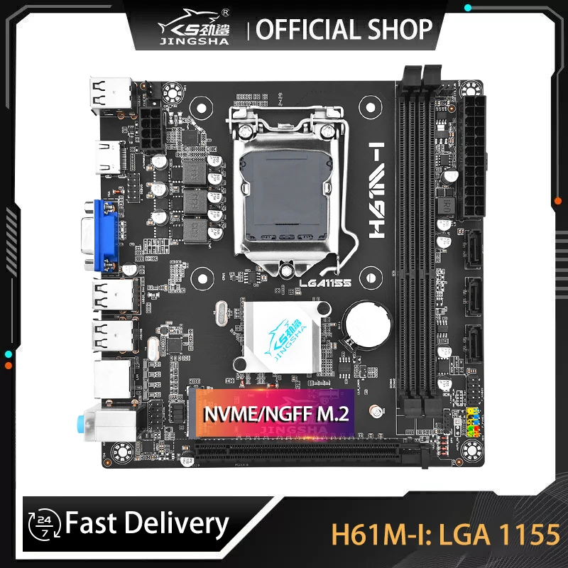 JINGSHA H61 Motherboard LGA1155 DDR3 Memory ITX H61M Desktop Mainbord With NVME/NGFF M.2 Interface Core I3i5i7 CPU VGA MainBoard