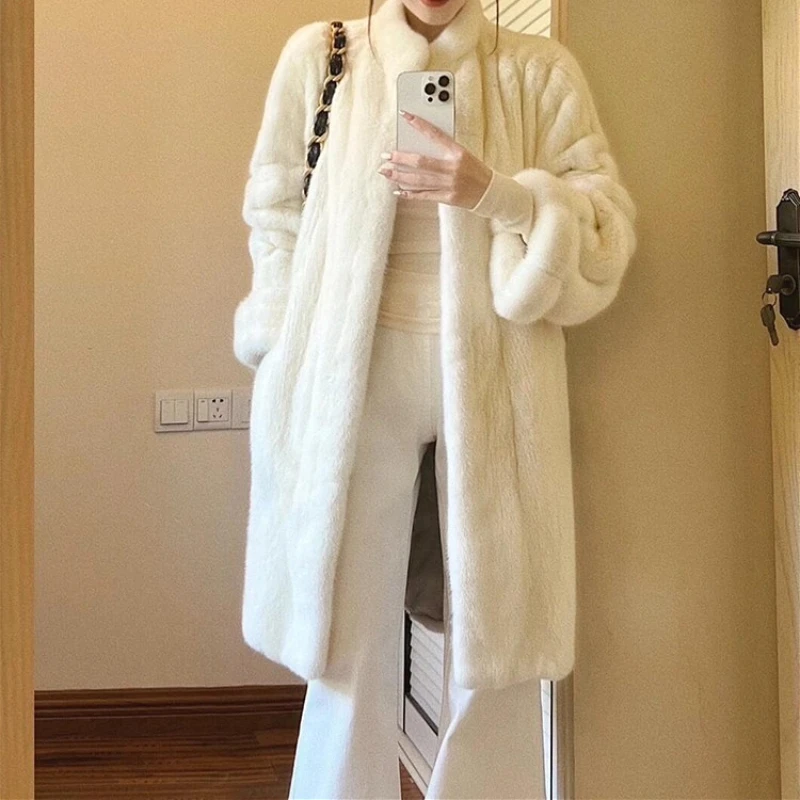 

Autumn Winter Long Coats Women Faux Fur Coat Thick Warm Y2k Streetwear Work Overcoat Warm Jackets Elegant Open Outerwear 2025