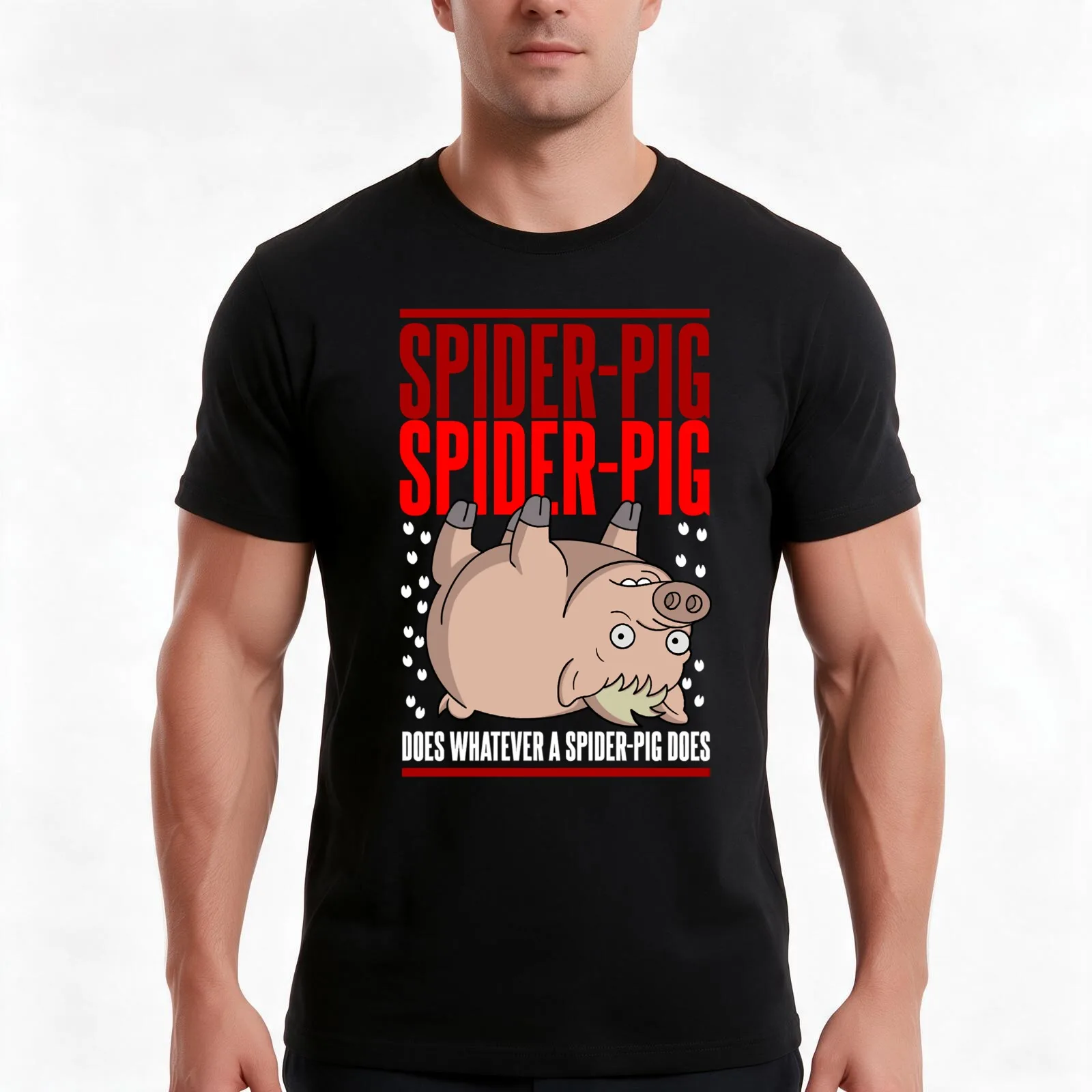 Does Whatever a Spider-Pig Does T-Shirt, Summer Casual Cotton Tee, Oversized Streetwear Tops, Vintage Graphic Print, 100% Cotton