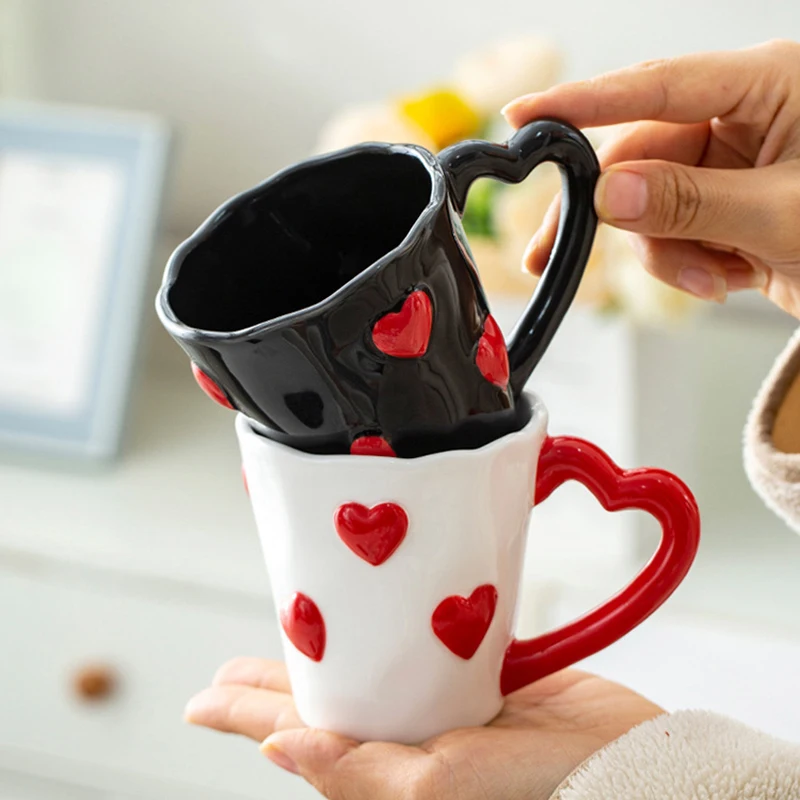 

250 мл креативная керамическая чашка в форме сердца, креативная кружка для пары, послеобеденный чай, латте, кофейная чашка для домашнего использования, кружка для завтрака с молоком в форме сердца