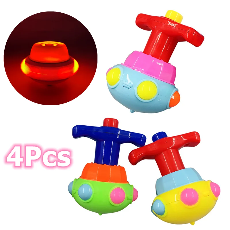 4Pcs Led Light Up Flashing Tops Spinner Toys Gyroscope Toys for Kids Gifts Rotating Gyro Fidget Spinner Birthday Party Favors