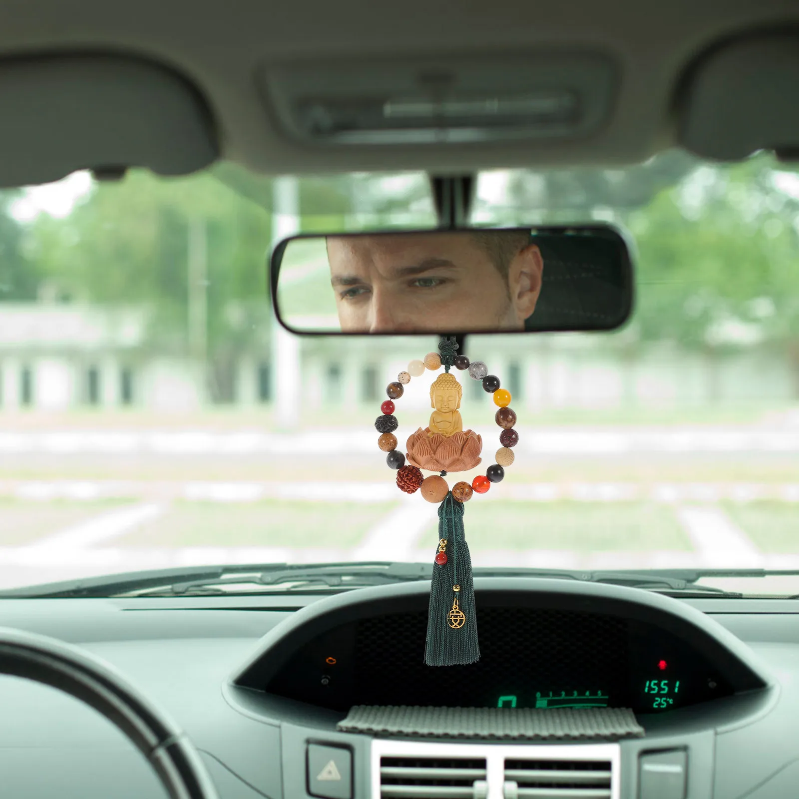 

Wood Buddha Beads Hanging Charm Chinese Style Car Pendant Decorative Hanging Tassel Statue Ornament Buddha Ornament with Tassel