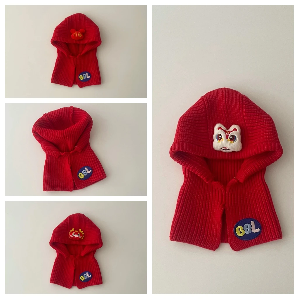 

Baby Caps Scarf Integrated Neck Protection Hat Autumn/Winter Children Accessories Boys Girls Festive Red Neck Ear Protection Hat