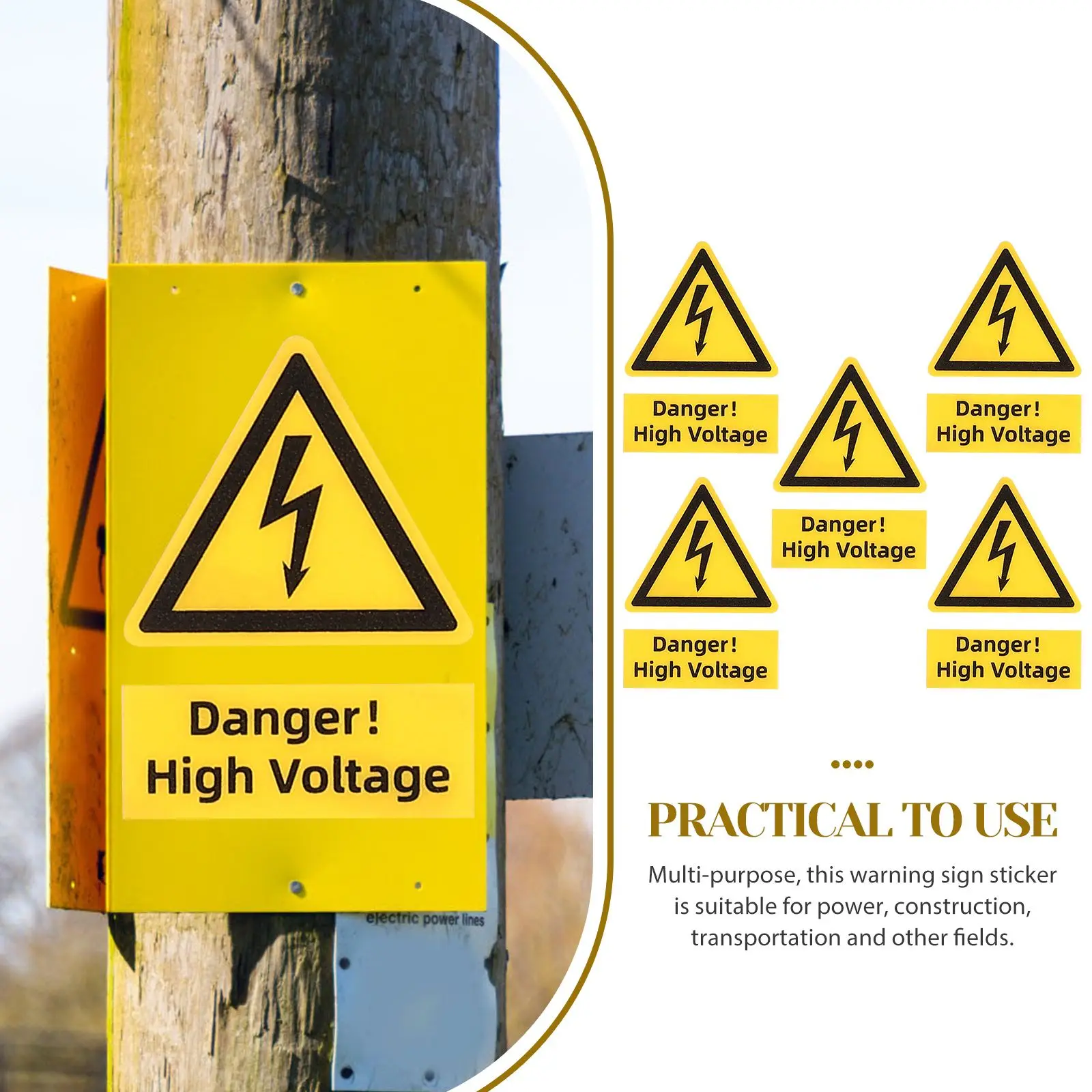 5Pcs High Voltage Warning Labels 60X44Mm Electric Stickers Waterproof Safety Signs Electrical Panel Danger Sticker Electric