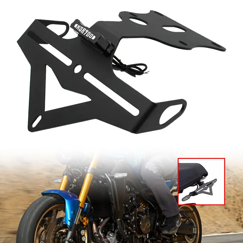 

Motorcycle Aluminum Accessories Rear Tail Tidy Fender License Plate Holder Bracket With LED For YAMAHA XSR900 XSR 900 2022-2023