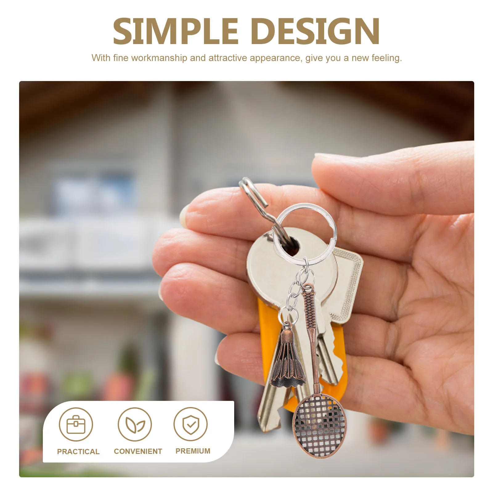 Hanging Decors Badminton Racket Keychain Mini Backpack Ring Keychains Decoration