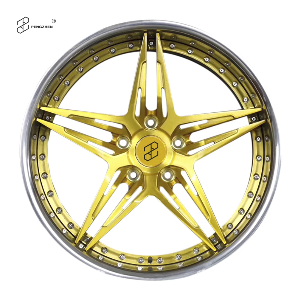 5x112 5x120 Polished Brushed 2-Piece 5-Spoke Passenger Car Wheels for B MW F ORD Mer cedes 25/30/40mm Offset