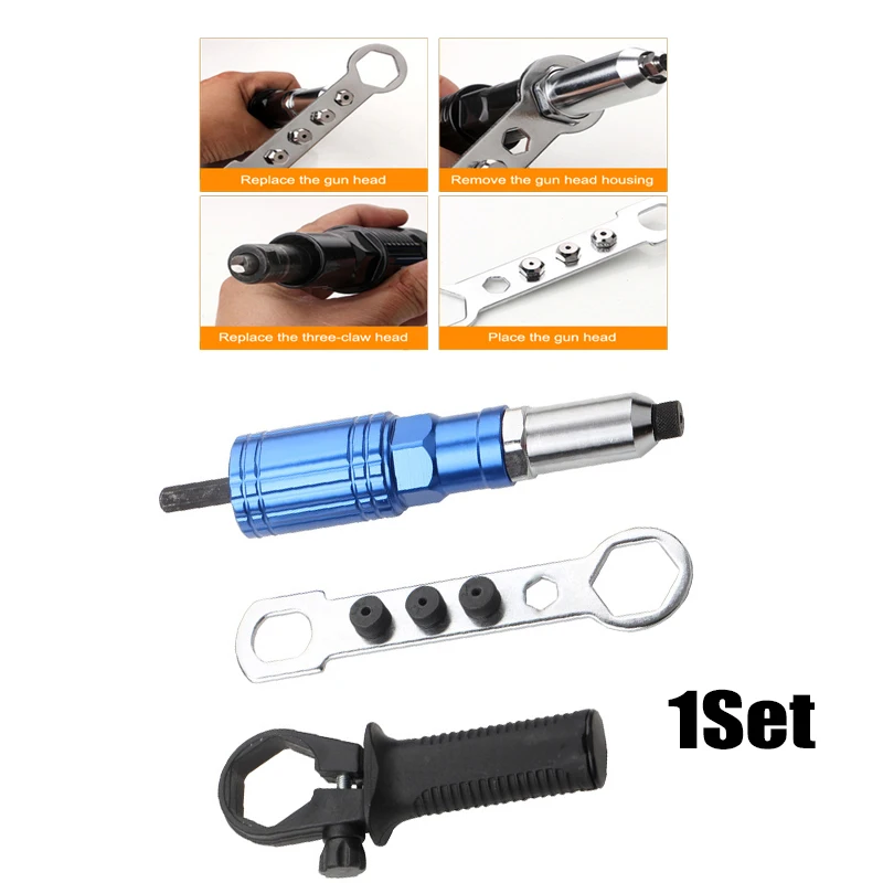 

1Set Riveting Machine Electric Rivet Gun Adapter 2.4mm-3.2mm-4.0mm-4.8mm Riveting Tool Home Riveting Machine For Electric Drills