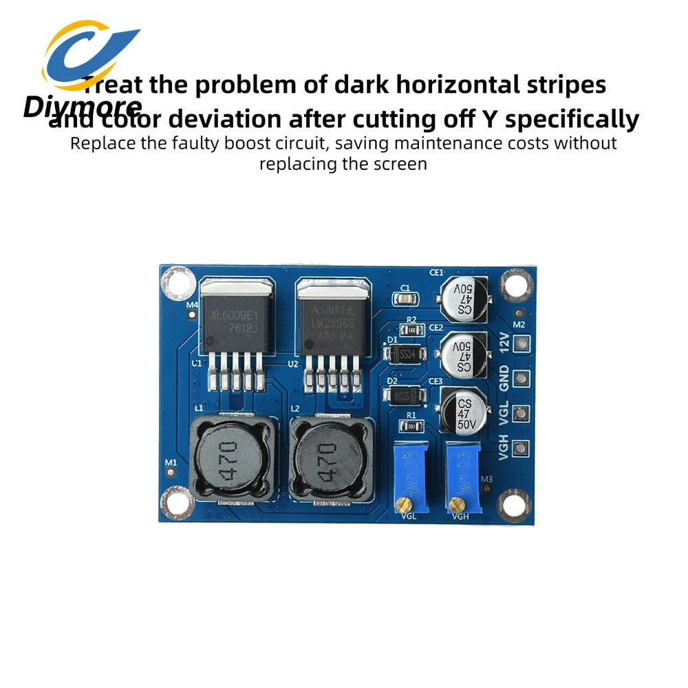 VGH VGL LCD Repair Boost Module DC 12V Dual Adjustable Voltage Fix Y‑Line Fault Dark Screen Horizontal Stripe Color Aberration