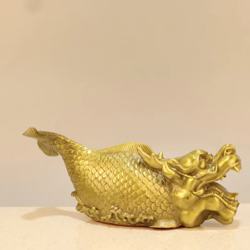 

Brass Head Ao Auspicious Beast Copper Ornament Dragon Fish Desktop Home Decor Decoration