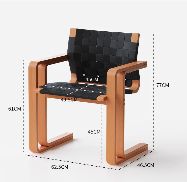 French Style Restaurant Armchair Solid Wood Frame Nordic Weave Rope Dining Chair for Dining Room