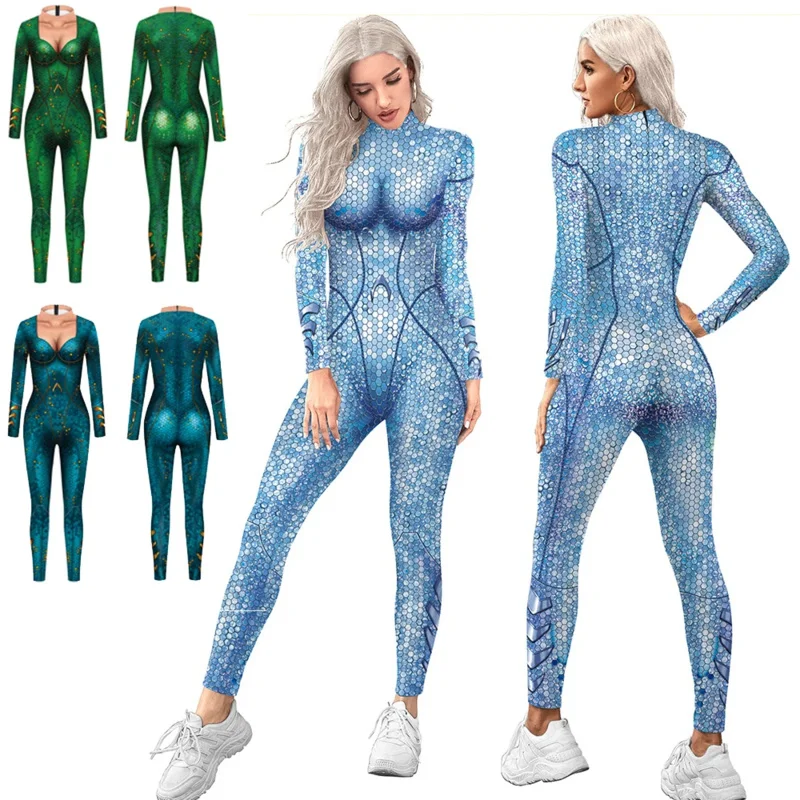 Aquaman Queen Atlanna Cosplay Costume Jumpsuit Catsuit Halloween Party Zentai Suit Bodysuit For Women Fancy Dress