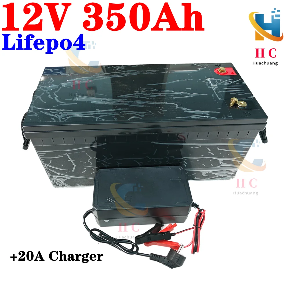 

Waterproof 12V 350AH Lifepo4 lithium battery 100A BMS 4S 12.8V for inverter Solar energy caravan UPS EV boat +20A Charger