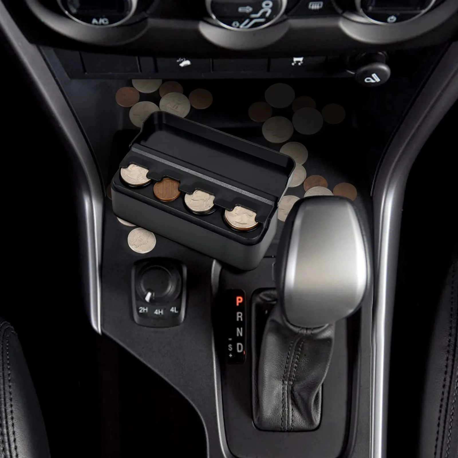 Soporte para monedas para organizador de cambio de monedas de coche, Compatible con monedas de diferentes tamaños, soporte montado en tablero, adecuado para la mayoría de los coches también