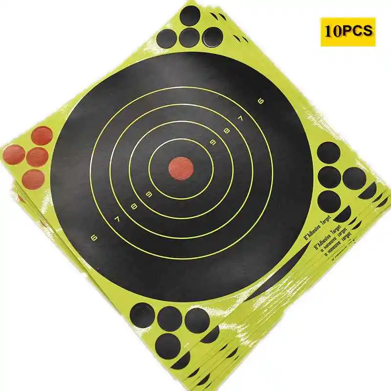 8inch 20cm Round Target 10 Sheet Pack High Visibility Adhesive Shooting Target Stickers Reactive Hunting Shooting Training Paper