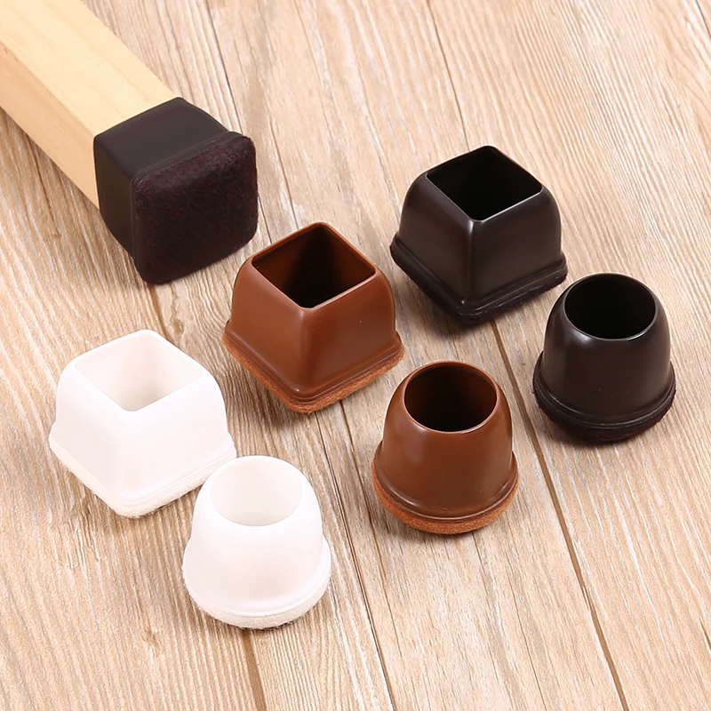 16PCS Transparent Table Chair Leg Protectors Caps Round Square for Furniture Foot Legs Cover Floor Protector with Felt Bottom