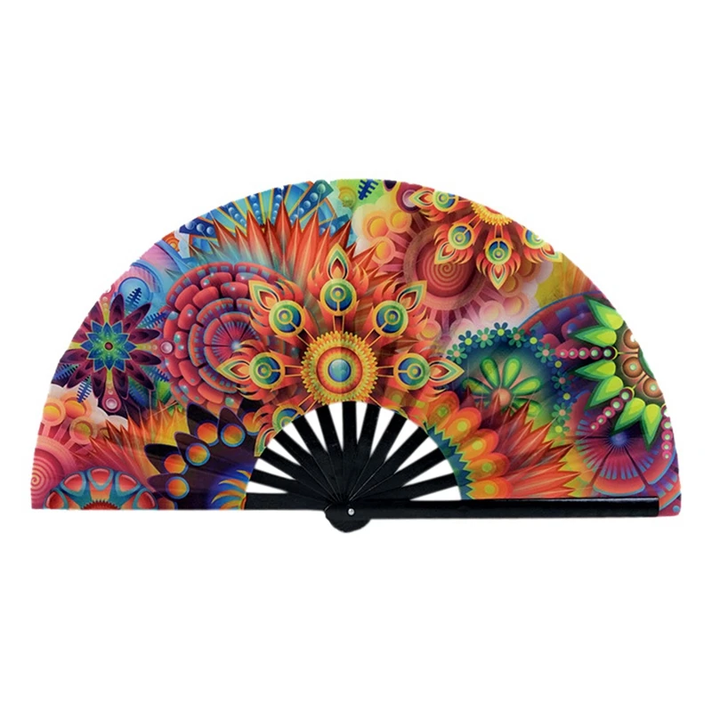 1 Piece Folding Fan Handheld Nylon Cloth Foldable Hand Fan Festival Decoration Craft Party Favors Chinese Kung Fu Fan