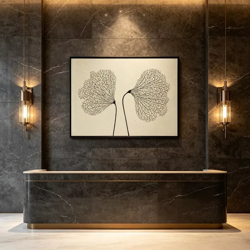 Hand-painted 3D Withered Lotus Leaf Vein Texture Wall Art, Modern Abstract Decorative Painting Suitable for Hotels and