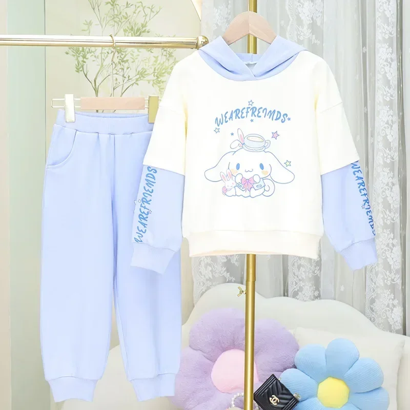 

Spring Autumn Kawaii Cinnamoroll Kuromi Long Sleeve Hooded Pants Cute Sanrio Ins My Melody Matching Fashion Casual Clothing Gift