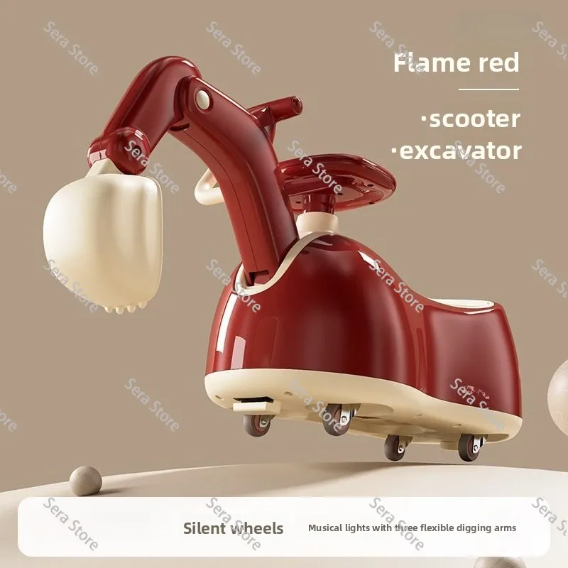 Multifunction Peanut Shape Rocking Ride  - Toddler Push Car, Rocking Horse & Scooter 3-in-1