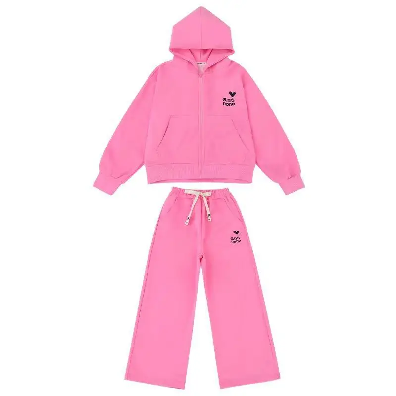 Teenage Children's Sports Suit New Spring/Autumn 2025 Fashionable Korean-style Casual 2-piece Set For Girls 6 8 10 12 14 Years