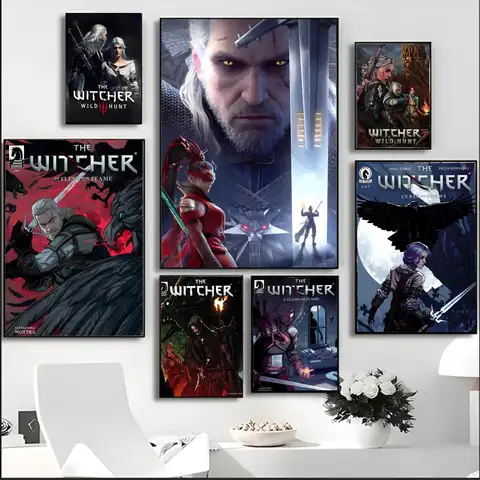 Movie The Witcher 3 Wild Hunt Anime Painting Calligraphy HD Waterproof Canvas Art: Aesthetic Wall Decor Home,Bar & More