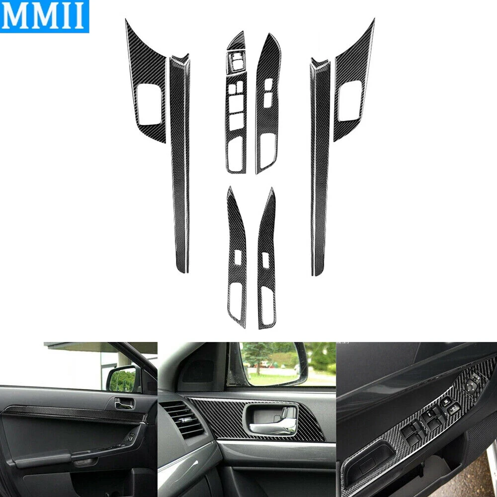 

17Pcs For Mitsubishi Lancer 2008-2016 Interior Door Panel Cover Real Carbon Fiber Decorative Car Accessories Decoration Sticker