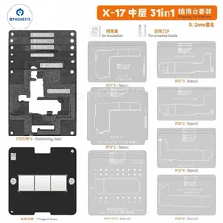 AMAOE Middle Layer Reballing Stencil Platform Tin Planting for iPhone X/11/12/13/14/15/16/17 Pro Max Repair