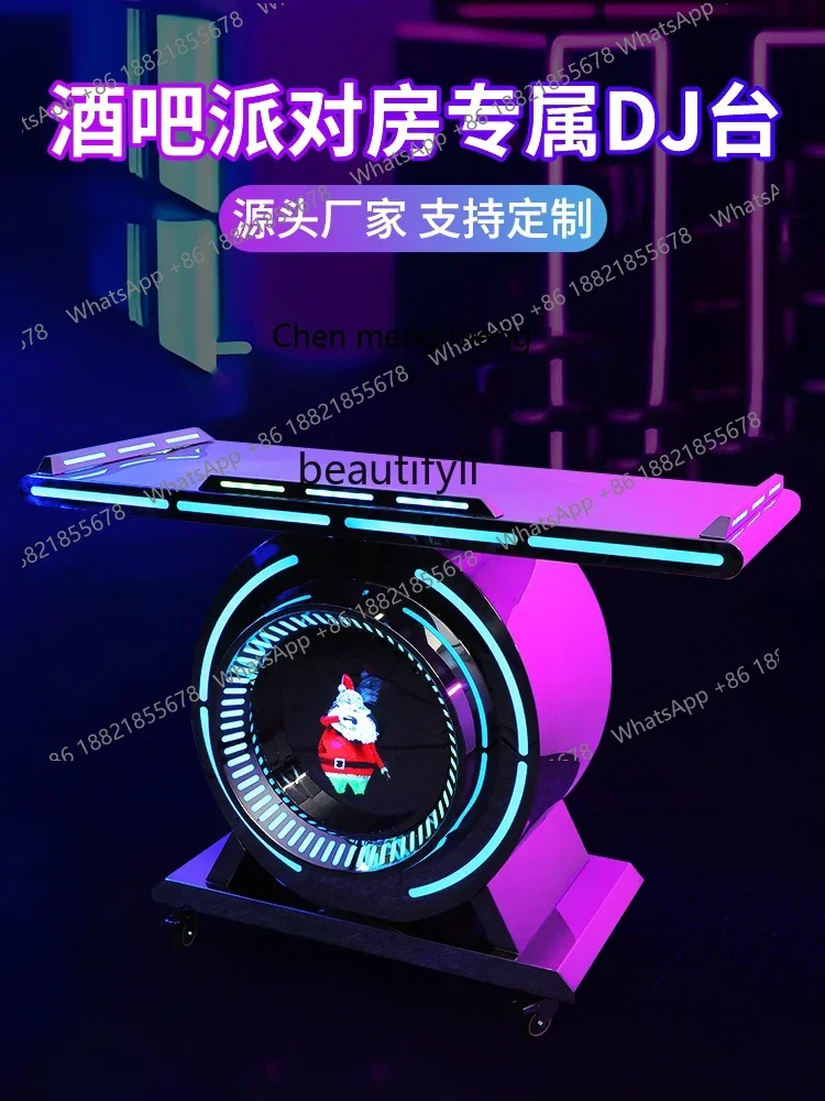 

ss7486 Bar DJ Disc Table Luminous Mobile Customizable Logo Nightclub Party Room Box Stainless Steel Disc Machine