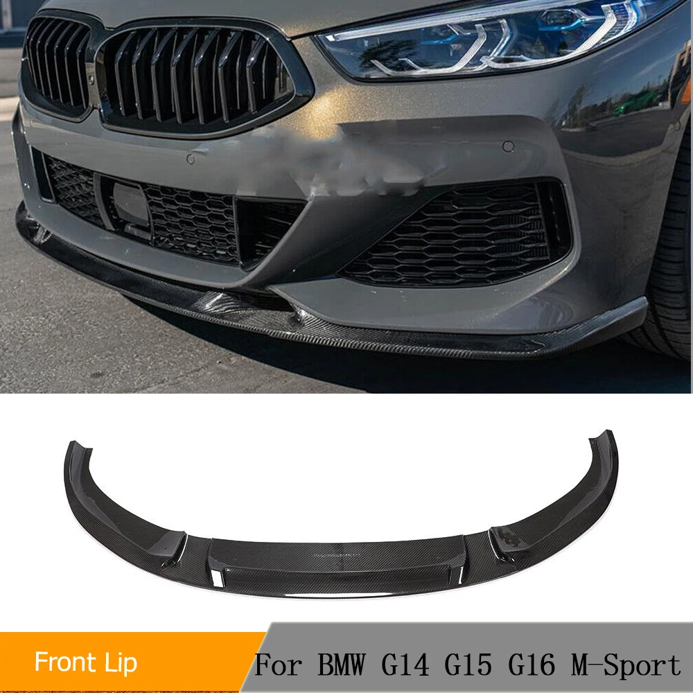 Dry Carbon Car Front Bumper Lip Spoiler for BMW 8 Series G14 G15 G16 M Sport 2018-2022 Car Front Lip Spoiler Splitters