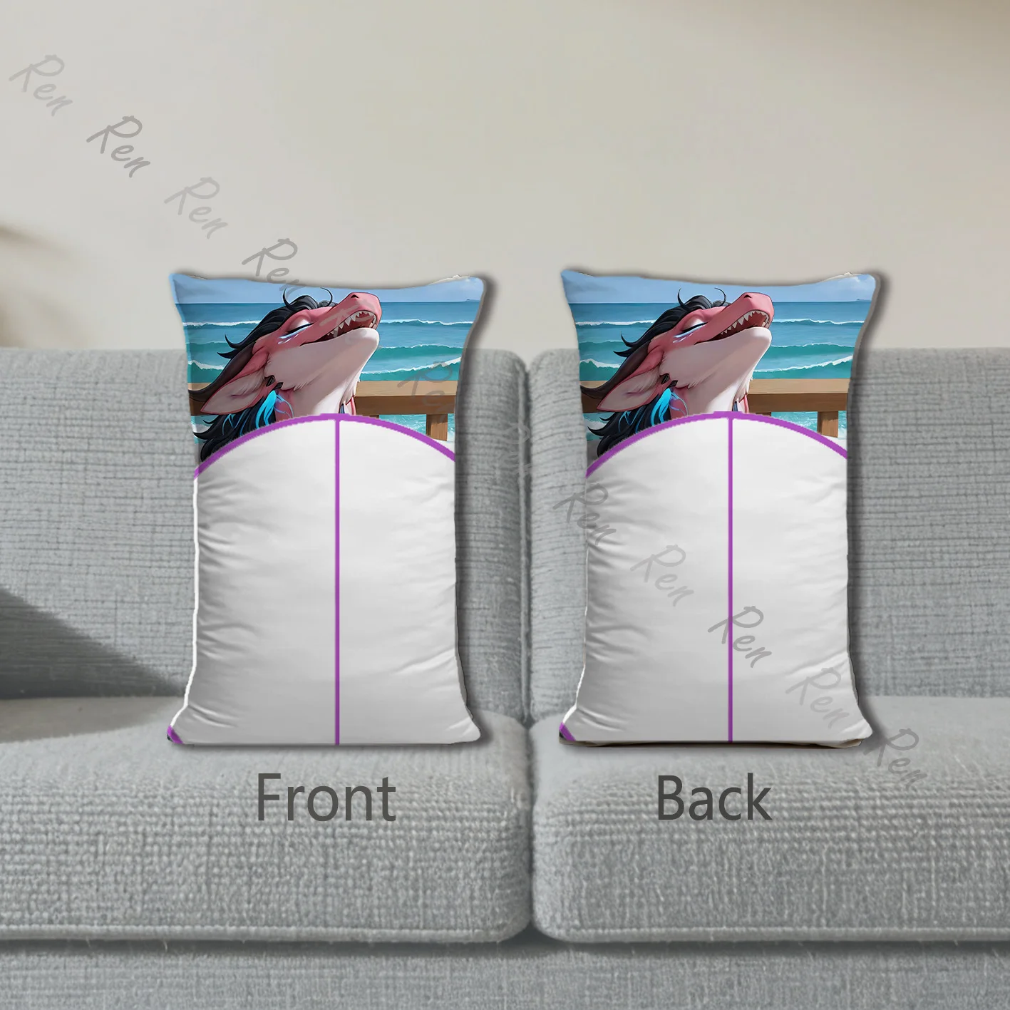 Dakimakura Anime Dragon Pillow Cover Sofa Cushion Double-side Print Throw Pillow Case 40X60cm