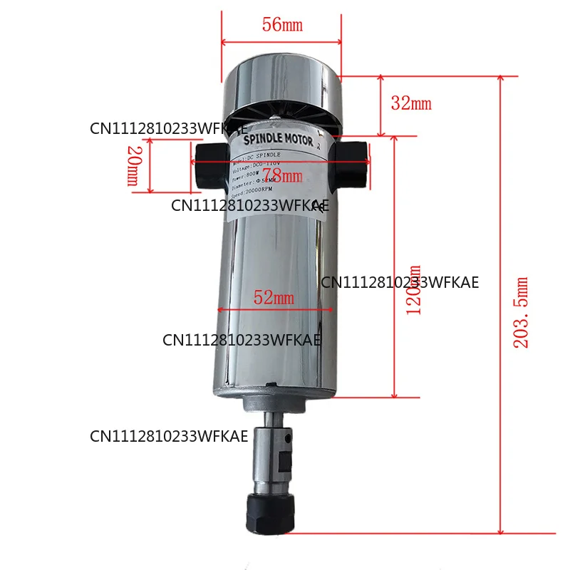 Air Cooled 0.8kw DC110V 20000RPM CNC Spindle Motor Kit ER16/ Chuck 800W Spindle Motor + Power Supply Speed Governor For Engravin